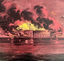 Fort Sumter Bombing Charleston 1955 Currier &amp; Ives Color Plate Print DWEE36 - £39.27 GBP