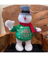 Gemmy 2021 Frosty The Snowman Chill Out Scarf Christmas Door Greeter 24&quot;... - £29.13 GBP