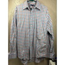 Lands&#39; End Mens Long Sleeve Button Up Dress Shirt Blue Red Plaid Cotton ... - $30.82 CAD