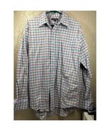 Lands&#39; End Mens Long Sleeve Button Up Dress Shirt Blue Red Plaid Cotton ... - $30.76 CAD