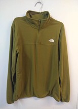 North Face Large Sweatshirt Green Worn Distress Fleece 1/4 Zip Pullover ... - £14.78 GBP