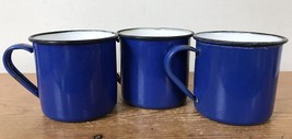 Set Lot 3 Vintage Mid Century Japan OTTO Blue Enamel Camping Coffee Cups... - £39.08 GBP