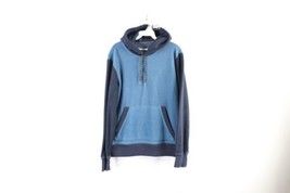 Vintage Gap Mens Size Medium Faded Color Block Fleece Hoodie Sweatshirt Blue - £34.81 GBP