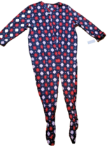 Women&#39;s Heart Checkered FLEECE Footed Pajamas PJ Christmas Holiday Zip 3... - £24.11 GBP