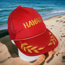 HAWAII Red Baseball Cap Scrambled Eggs Gold Rope Mesh Snap Back Trucker Vtg - $19.38