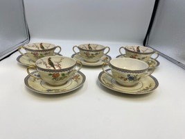 Set of 5 Haviland Limoges CHAMBORD &#39;Birds&#39; design Bouillon Bowls Cups &amp; ... - $139.99