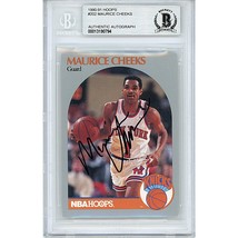 Maurice Cheeks New York Knicks Auto 1990 NBA Hoops Signed On-Card Beckett Slab - £78.82 GBP
