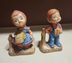 Vintage Hummel LOOK-A-LIKE Little Girl Who Is 3.75&quot; And Boy Htf Rare Set Of 2 - £6.74 GBP