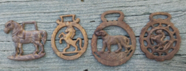 Vintage Brass Horse Harness Medallions Ornaments Assorted Lot Of 4 - £22.23 GBP