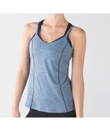 Lululemon Run For Gold Tank Top Built In Bra Heathered Blue Denim Navy W... - $14.69
