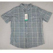 Weatherproof Vintage Shirt Men&#39;s Size XL Blue Plaid Washable Linen Casual Button - £13.91 GBP