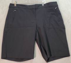 IZOD Golf Shorts Women Size 16 Black Rayon Zip Pockets Logo Flat Front D... - £13.24 GBP