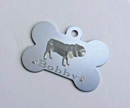 British Bulldog Bone Shape Dog Id Tag 3D Design Personalised Engraved 2 Sizes - £15.43 GBP