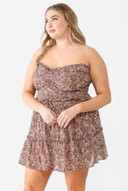 Women&#39;s Plus Size Mocha Floral Print Top &amp; Mini Skirt Set (1XL) - $41.58