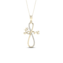 10K Yellow Gold 1/20ct TDW Diamond Love Infinity Necklace - £199.83 GBP