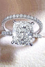 Cushion Cut 3.00Ct Simulated Diamond Bridal Ring Set 14K White Gold in Size 7.5 - £246.15 GBP