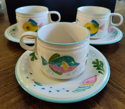 Lot of 3 Studio Nova Barrier Reef Fish Cups and Saucers Y 2310- Excellent - £11.19 GBP