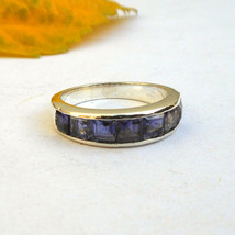 Iolite Half Eternity Ring Blue Iolite Sterling Silver Ring September Birthstone  - £57.55 GBP