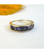 Iolite Half Eternity Ring Blue Iolite Sterling Silver Ring September Bir... - £56.63 GBP