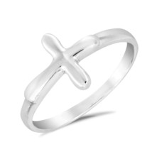 Sideways Modern Cross .925 Sterling Silver Ring-7 - $14.84