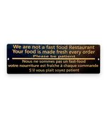 Sign - BLACK - CUSTOM English and French - We are not a fast food restau... - $26.87 CAD+