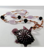 Copper &amp; Purple Paperweight Glass Fish Toggle Clasp Artisan Necklace - £31.01 GBP