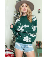 Green Christmas Snowflake Mock Neck Sweater - $53.40