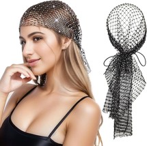 Sparkle Rhinestone Black White Lace able Hijab Cap Headband Diamond Head... - £26.31 GBP