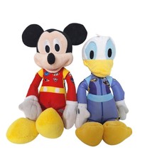 Disney Mickey Mouse Roadster Racer Plush Lot of 2 Mickey Minnie Donald 9&quot; - $311.76 MXN