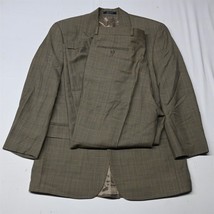 Vtg Chaps Ralph Lauren 40R 34x30 Brown Glenn Check Wool Cashmere Suit - $90.99