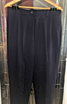 Vintage 90s J RIGGINS Blue Pleated &amp; Cuffed Dress Pants 32x32 Woven Poly... - $14.80