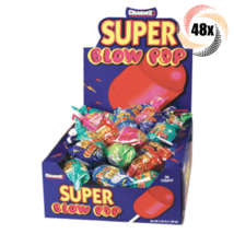 Full Box 48x Pops Charms Assorted Flavor Super Blow Pop Lollipops Candy | 1.13oz - £22.34 GBP