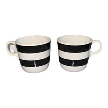 Set of 2 Ikea TICKAR Black &amp; White Striped Coffee Mugs Cups Discontinued - $15.81