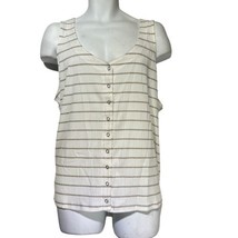 Torrid Womens Ribbed White Tan Striped Sleevless tank top cami size 4 - $18.80