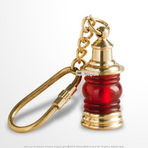 Vintage Style Handmade Brass Miniature Nautical Red Ship Lantern Keychain - £7.21 GBP