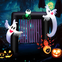 7.5 Ft Halloween Inflatable Archway w/ Spider &amp; Ghost Decorations Backyard Porch - £89.47 GBP