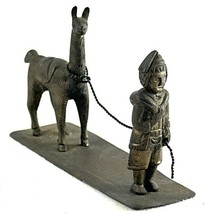 Vintage Antique Cast Brass Decorative Mongol Lama Figure Statue Handmade - $54.17 CAD