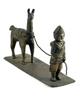 Vintage Antique Cast Brass Decorative Mongol Lama Figure Statue Handmade - $39.95