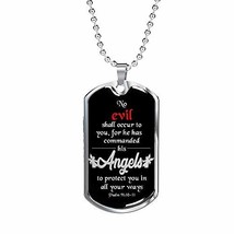 Express Your Love Gifts Angels Protect You Dog Tag Engraved Stainless Steel 24&quot;  - £44.36 GBP