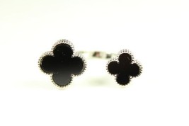 Silver Double Cluster Onyx Ring - $55.00