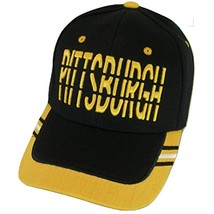 Pittsburgh Window Shade Font Men&#39;s Adjustable Baseball Cap (Black/Gold) - £12.13 GBP