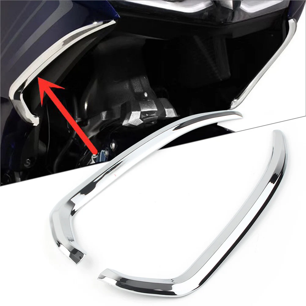 2Pcs Motorcycle Front Vertical Vent Trim Chrome ABS   wing 1800 2018 2019 2020   - $830.36