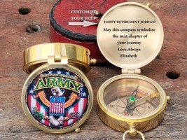 Personalized Gift For U.S Army Custom Engraved Text Brass Compass With Leather. - £21.55 GBP