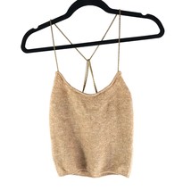 Zara Womens Sweater Knit Crop Top Chain Detail Beige M - £15.13 GBP