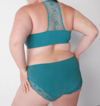 Lane Bryant CACIQUE Cotton HIGH LEG Panty Lace TEAL BLUE Green Plus Size... - $15.03