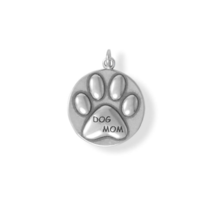 Oxidized Sterling Silver &quot;Dog Mom&quot; Charm for Charm Bracelet or Necklace - £23.09 GBP