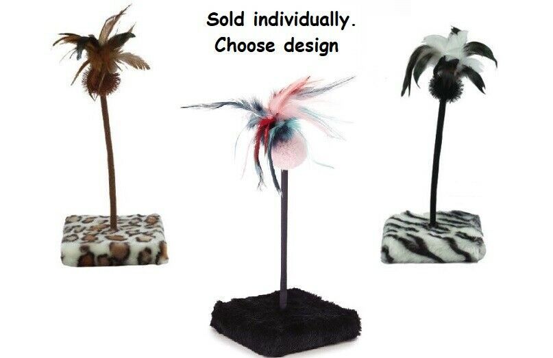 Interactive Cat Toys Feather Ball Teaser Chirping Peeping Plush 15&quot; Pick... - $19.89