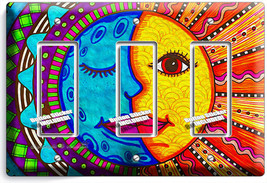 Mexican Folk Art Moon And Sun Triple Gfi Light Switch Wall Plate Room Home Decor - £13.51 GBP