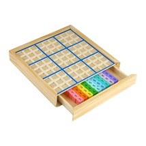 Andux Wooden Sudoku Puzzle Board Game with Drawer(Colorful) SD-08 (Blue) - £33.12 GBP