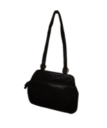 Black Leather Satchel Bag (Medium, Kiss-Lock Closure) - $19.00